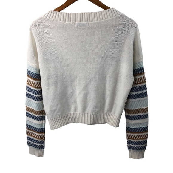 SO Oversized Cardigan Cropped Button XS Striped Cableknit Multicolor Casual - Picture 4 of 7